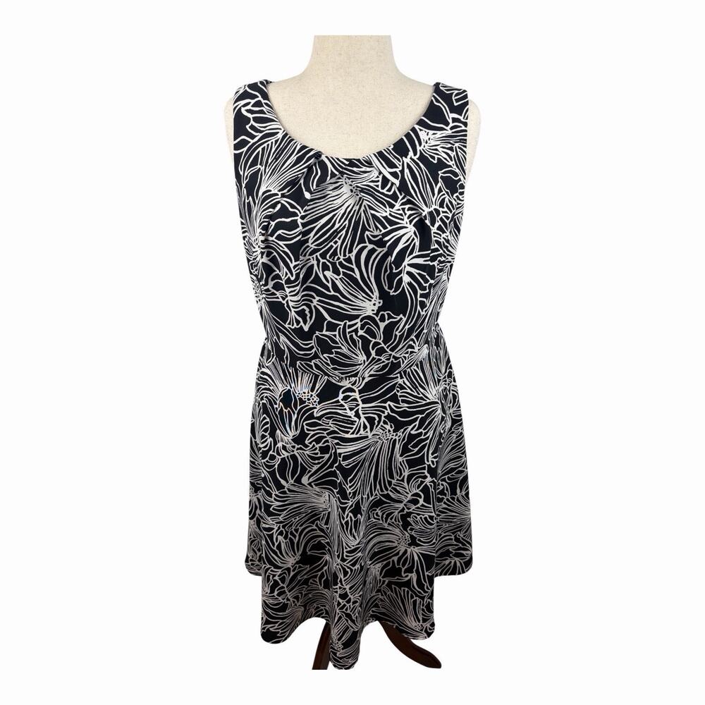 Alyx 16W Black White Floral Sheath Dress Sleeveless Midi Plus Size